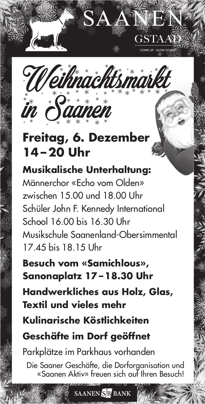 Weihnachtsmarkt, 6. Dezember, Saanen