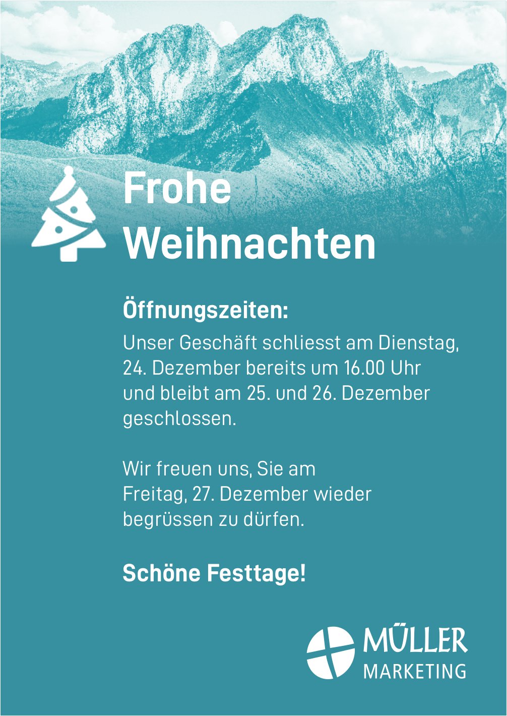 Müller Marketing, Gstaad - Frohe Weihnachten