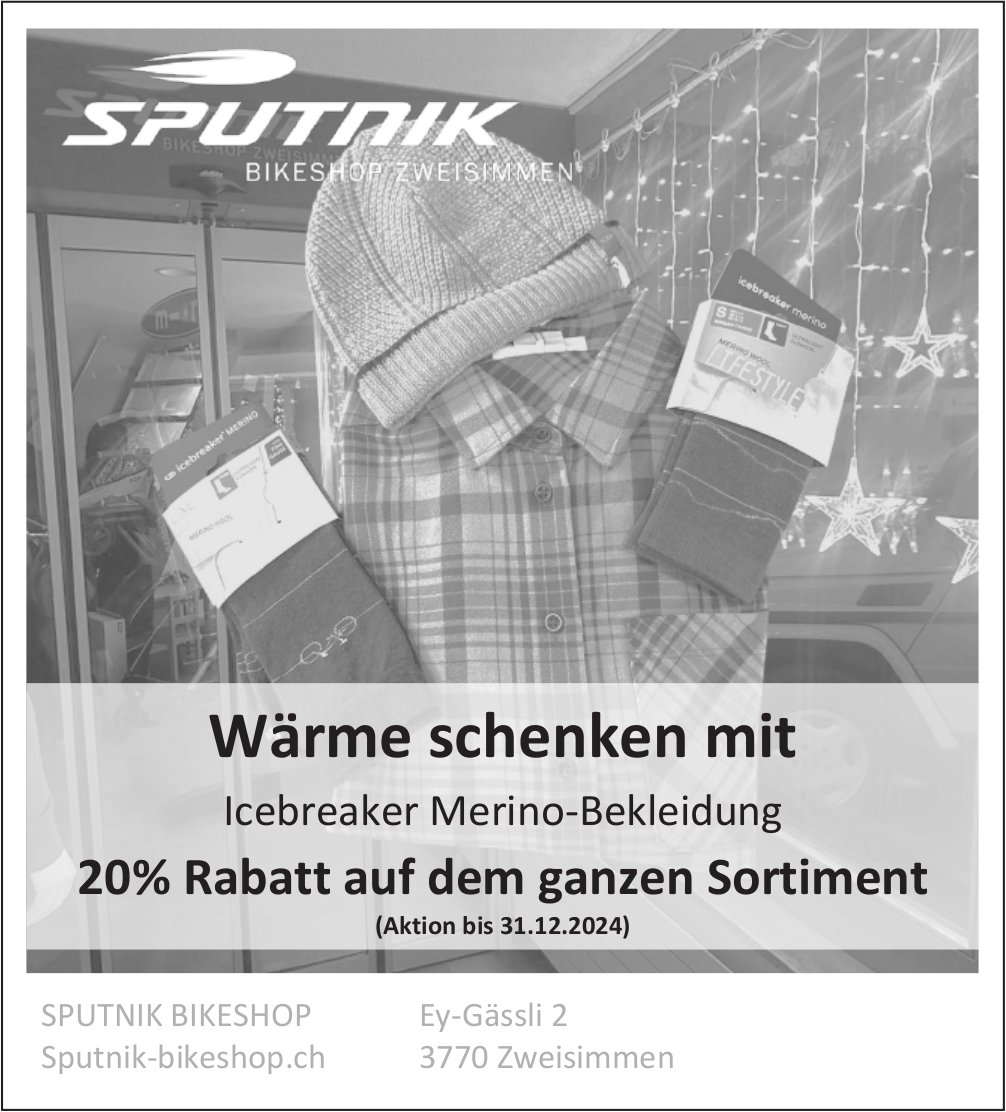 Sputnik Bikeshop, Zweisimmen - Wärme schenken mit Icebreaker Merino-Bekleidung