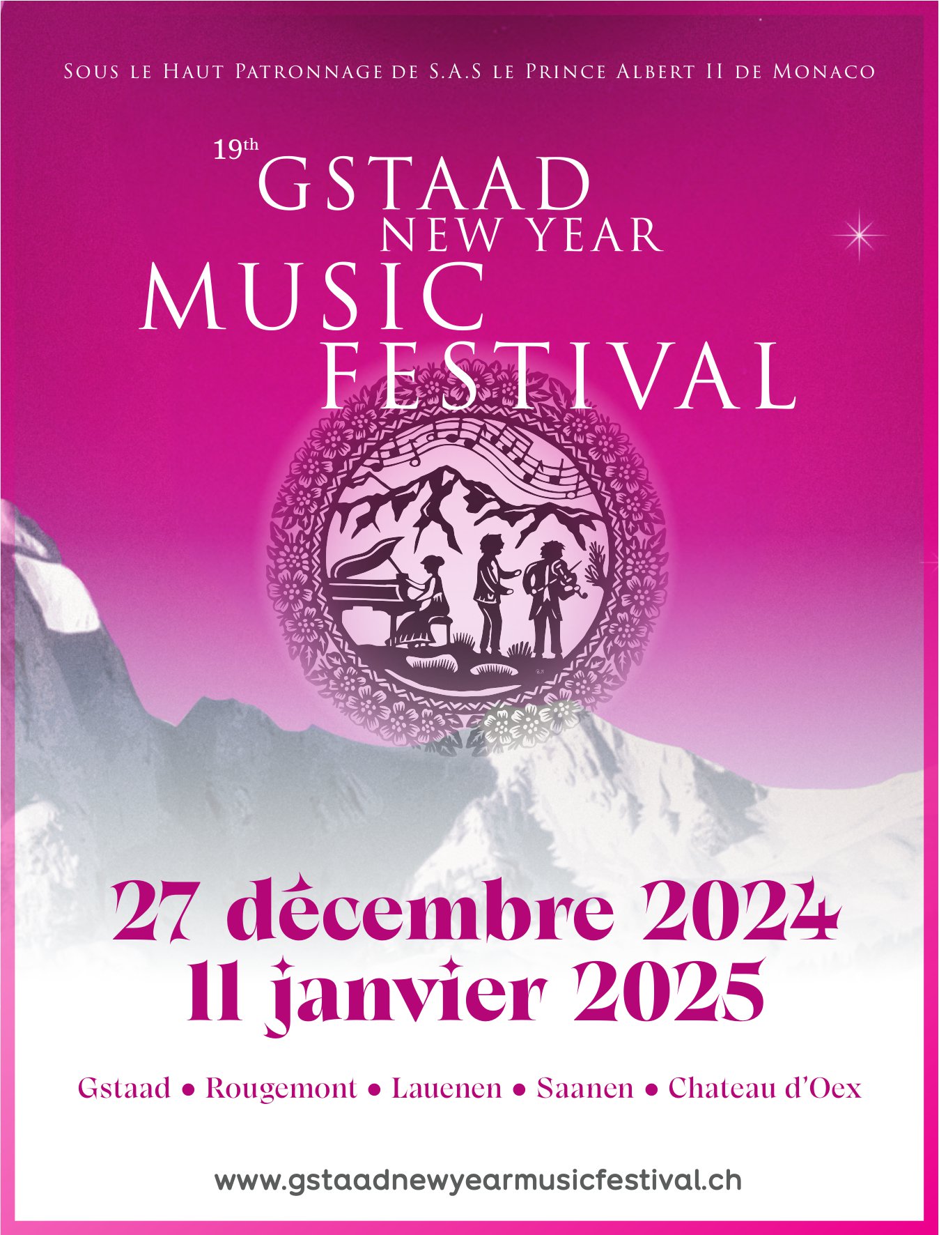 19th Gstaad New Year Music Festival, 27th December - 11th January, Gstaad, Rougemont,  Lauenen, Saanen, Château d’Oex