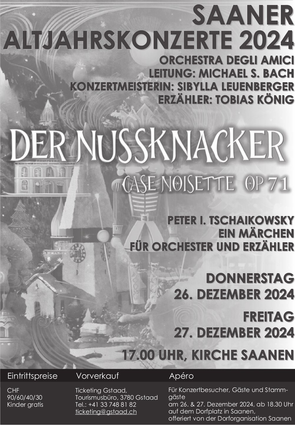 Saaner Altjahrskonzerte 2024 - Der Nussknacker, 26. - 27. Dezember, Kirche, Saanen