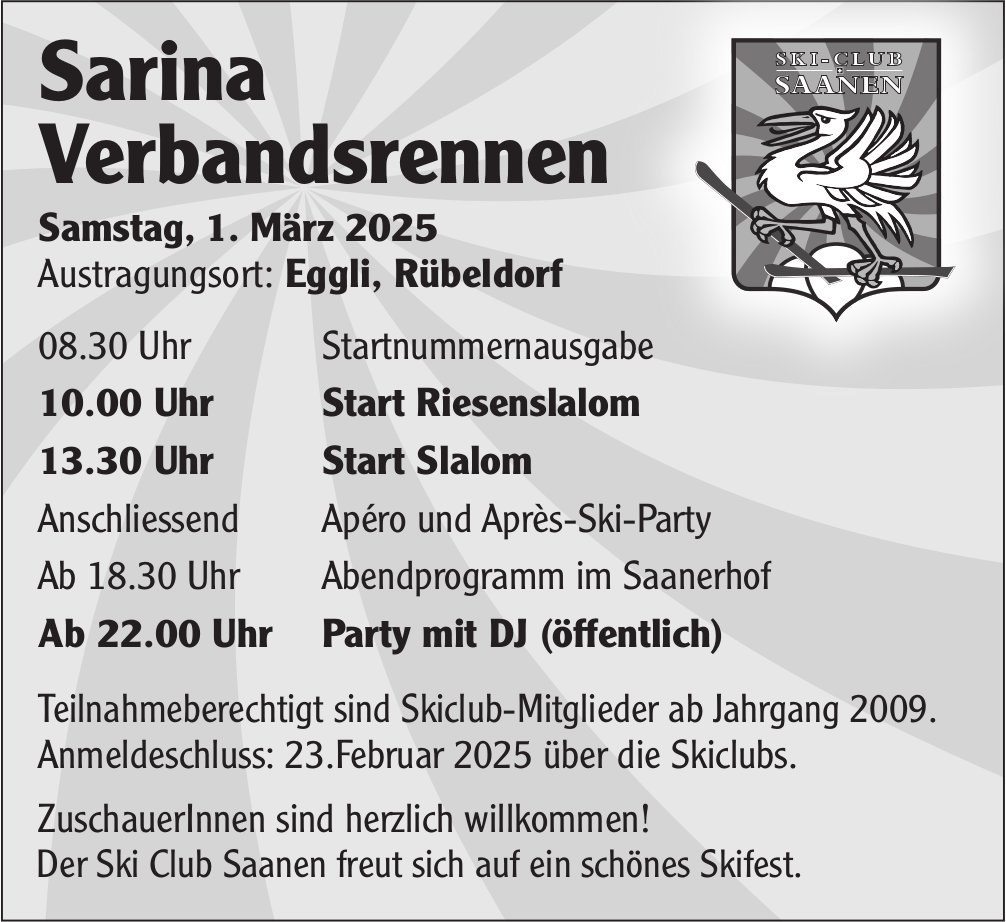 Sarina Verbandsrennen, 1. März, Eggli, Rübeldorf, Saanen