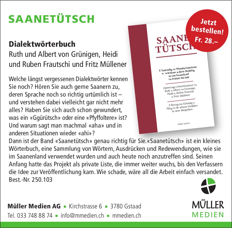 Müller Medien AG, Gstaad - Saanetütsch - Dialektwörterbuch