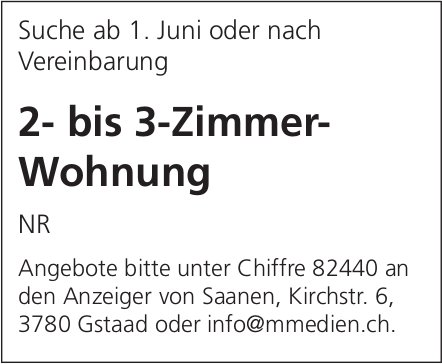 2- bis 3-Zimmer-Wohnung, zu mieten gesucht