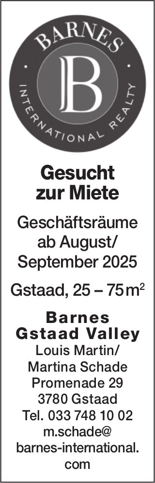 Geschäftsräume, Gstaad, zu mieten gesucht
