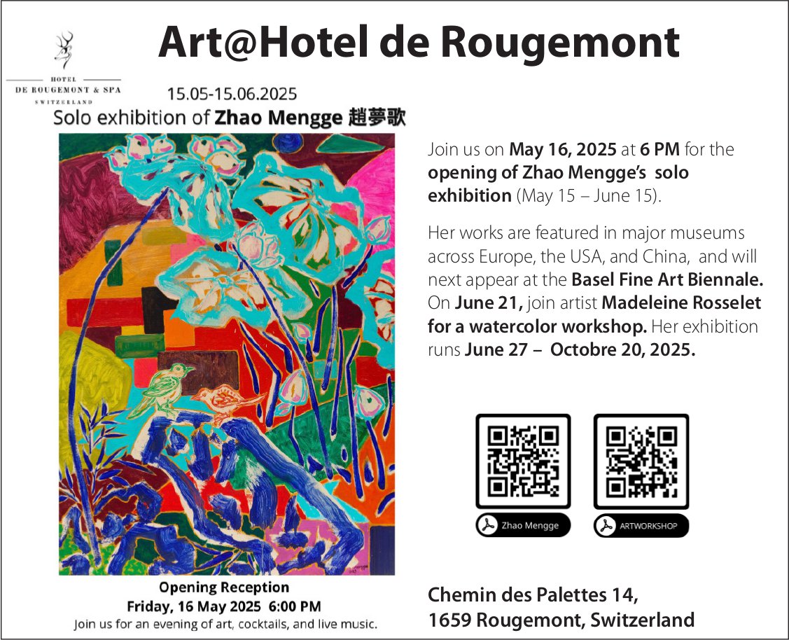 Solo exhibition of Zhao Mengge, 15. Mai - 15. Juni, Art@Hotel de Rougemont