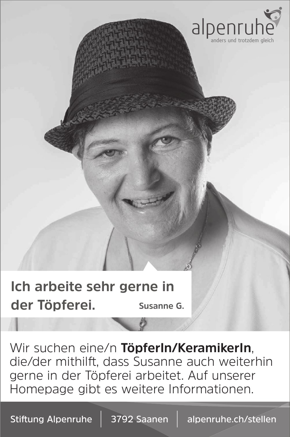 TöpferIn/KeramikerIn, Stiftung Alpenruhe, Saanen, Gesucht