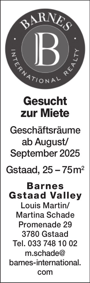 Geschäftsräume, Gstaad, zu mieten gesucht