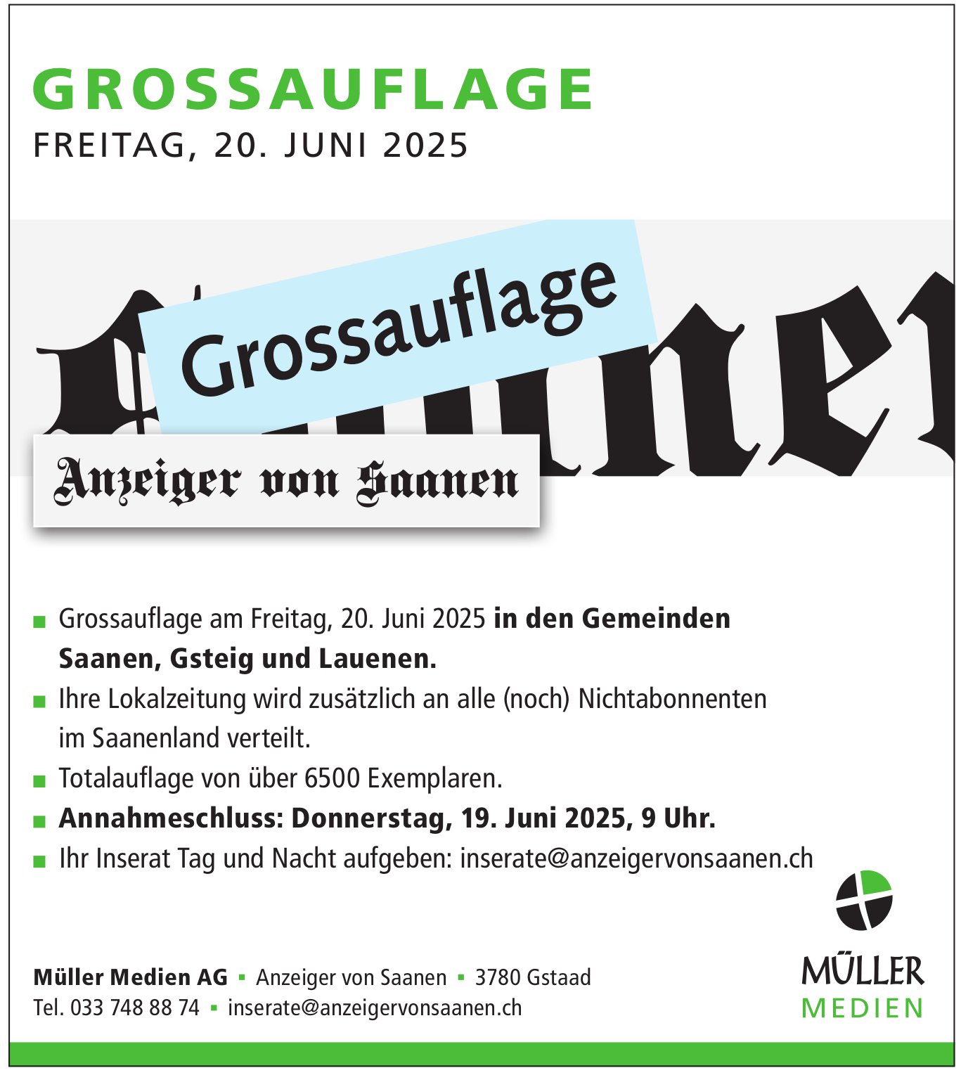 Müller Medien AG, Gstaad - Grossauflage