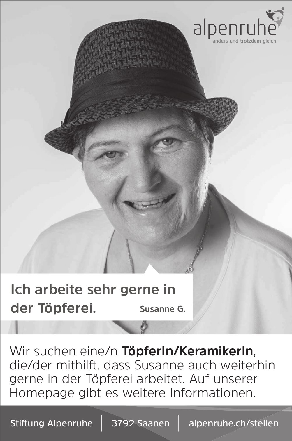 TöpferIn/KeramikerIn gesucht, Stiftung Alpenruhe, Saanen, Gesucht