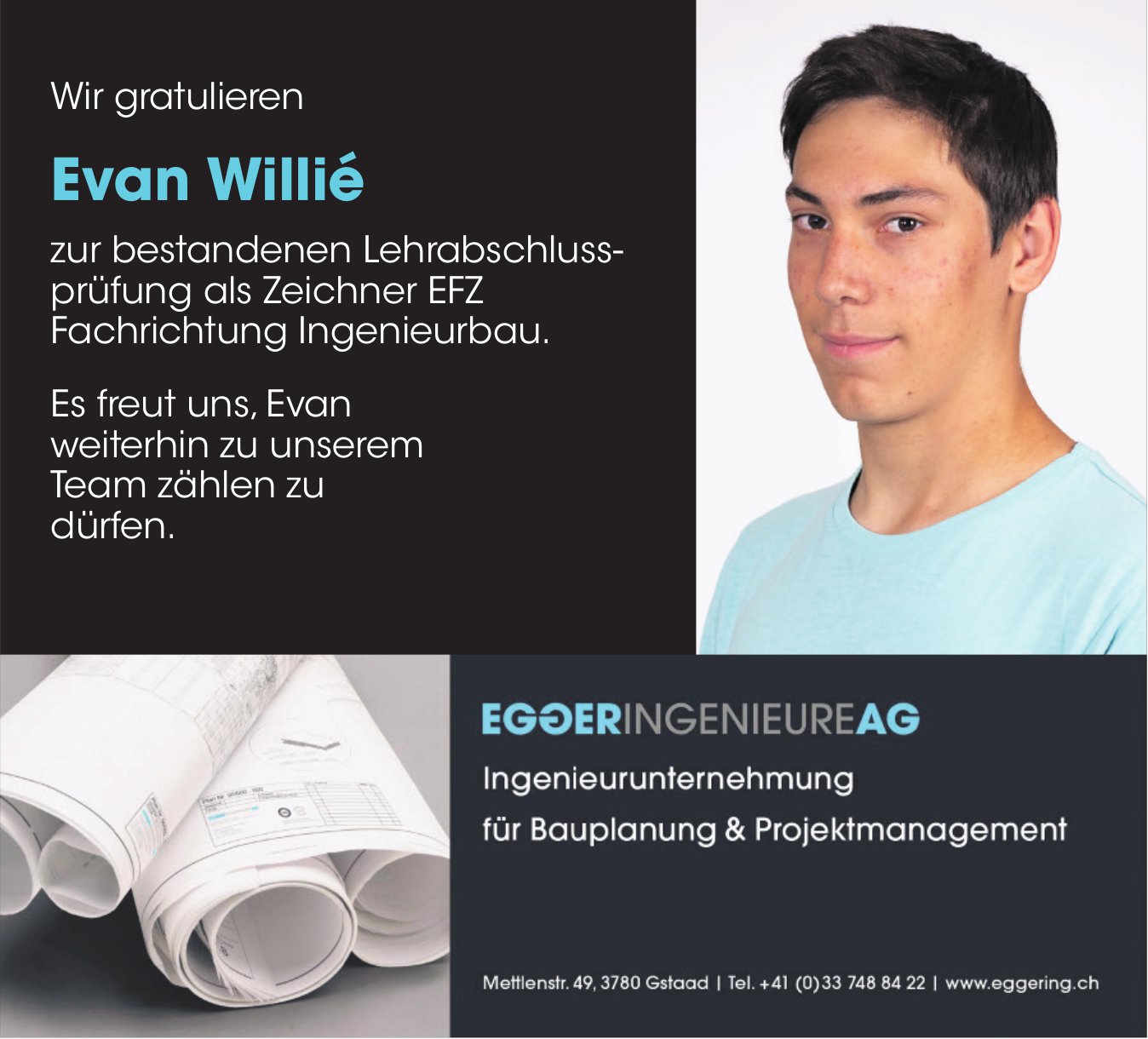 Eggeringenieure ag, Gstaad - Gratulation