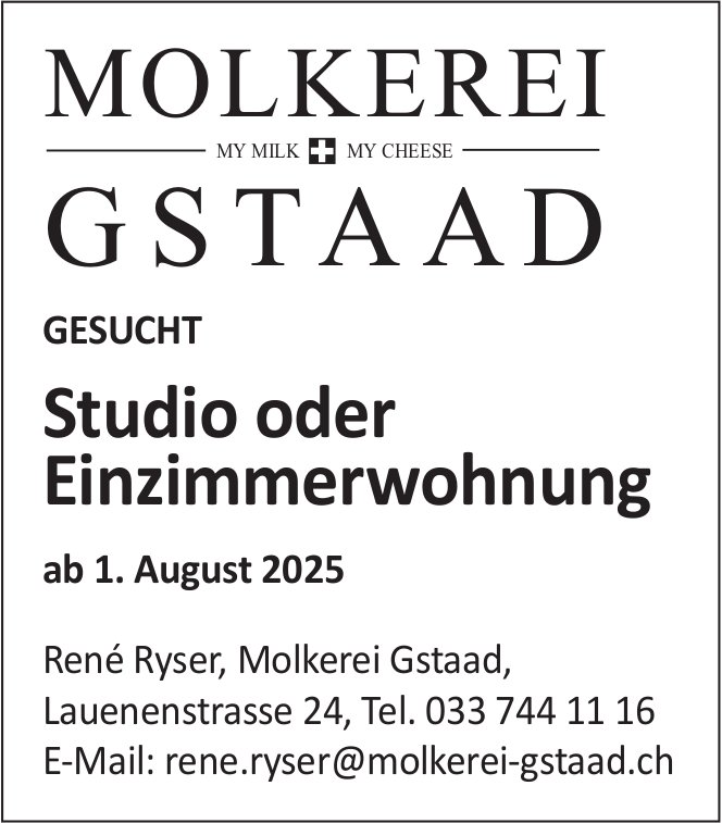 Studio oder Einzimmerwohnung, Gstaad, zu mieten gesucht