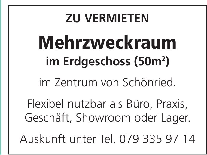 Mehrzweckraum im Erdgeschoss (50m²), Schönried, zu vermieten