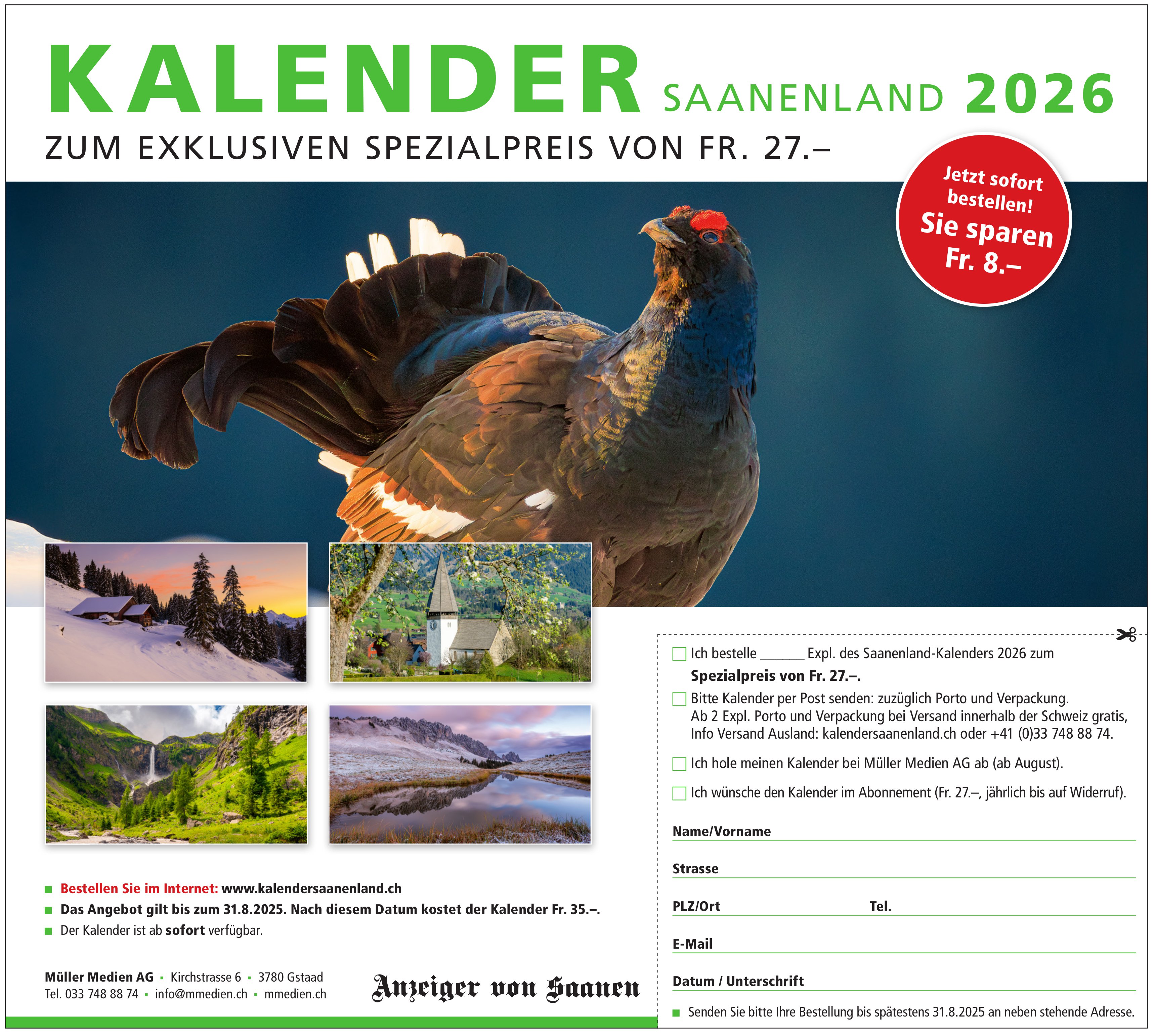 Müller Medien AG, Gstaad - Kalender Saanenland 2026