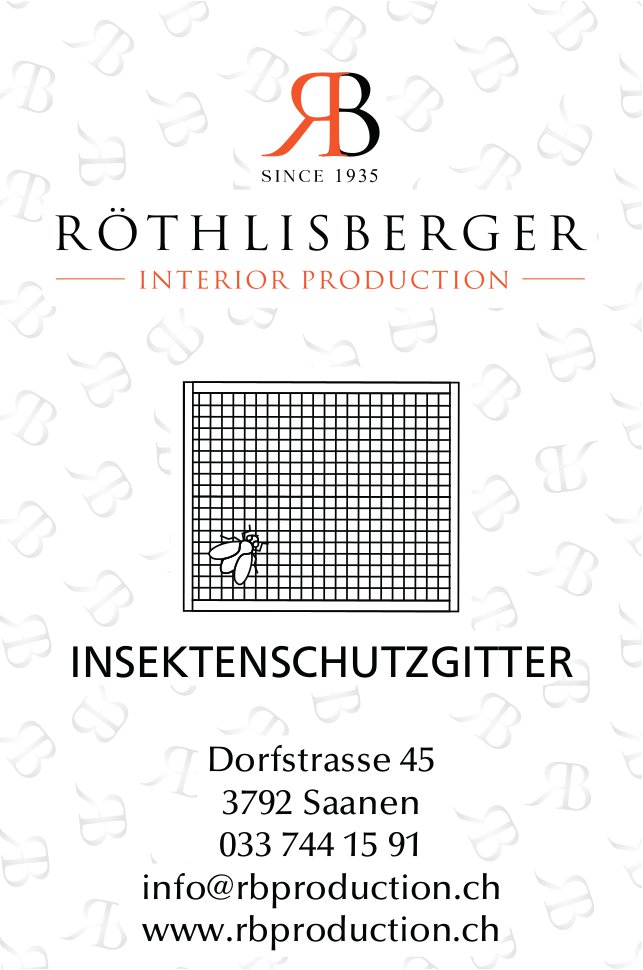Röthlisberger Interior Production, Saanen - Insektenschutzgitter