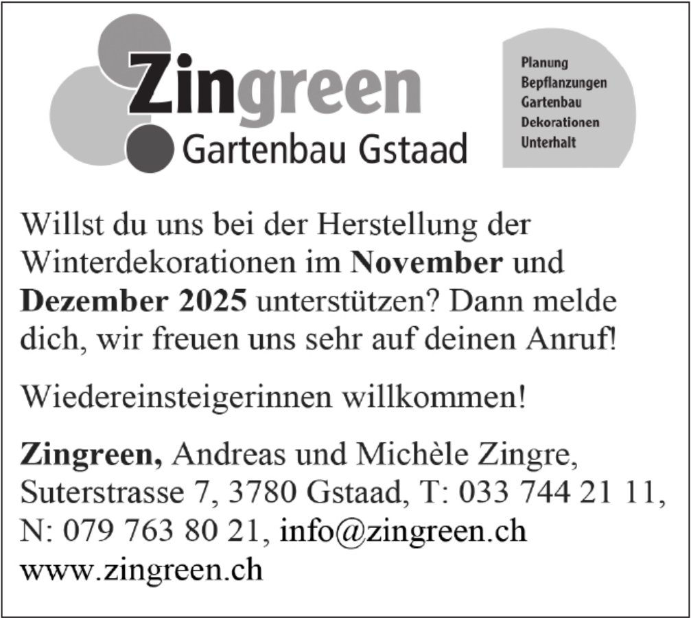 Herstellung der Winterdekorationen, Zingreen Gartenbau Gstaad