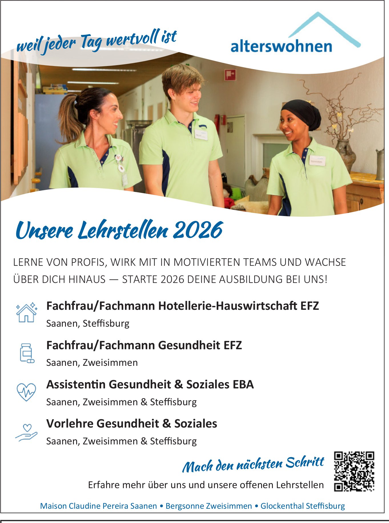 Unsere Lehrstellen 2026, alterswohnen