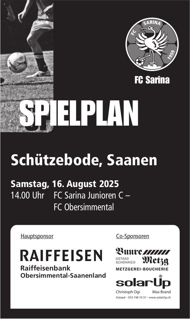 FC Sarina Junioren C – FC Obersimmental, 16. August, Schützebode, Saanen