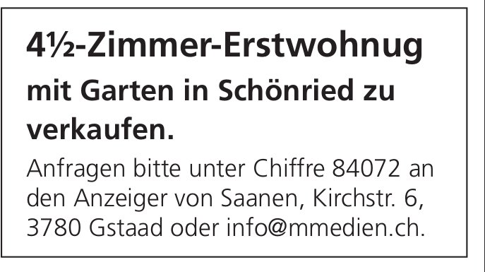 4½-Zimmer-Erstwohnung mit Garten in Schönried, 4½ Zimmer-Wohnung, Gstaad, zu verkaufen