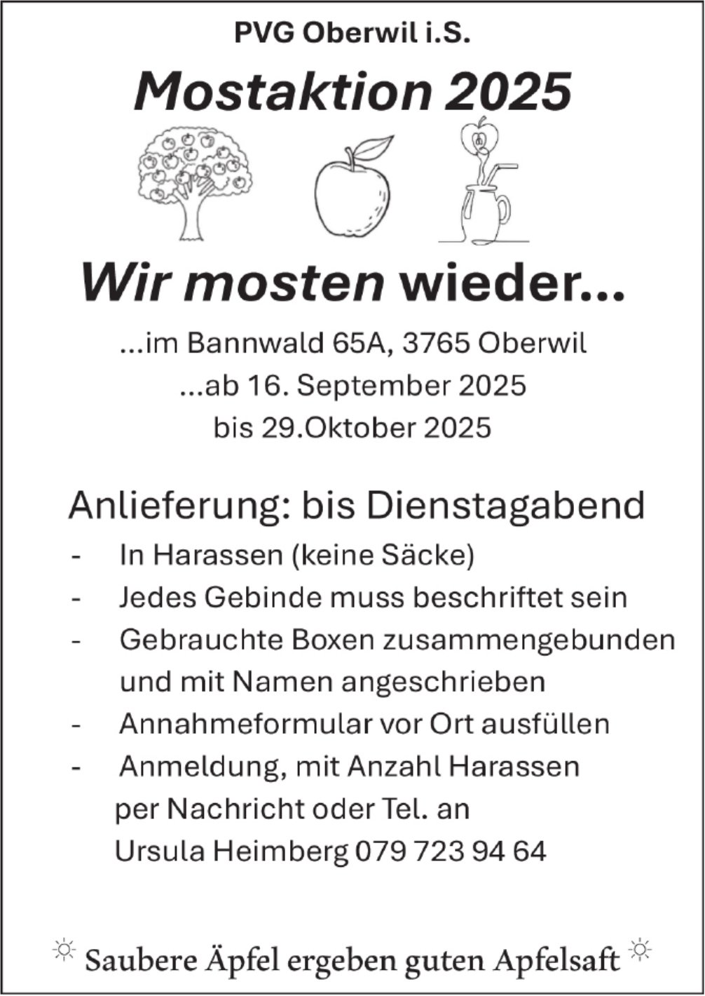 Mostaktion 2025, 16. September -29. Oktober, Oberwil