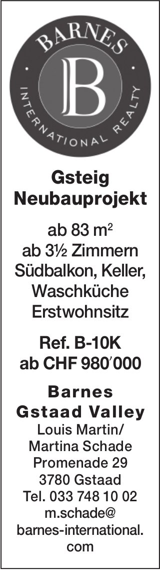 3.5-Zimmer-Wohnung, Gsteig, zu verkaufen
