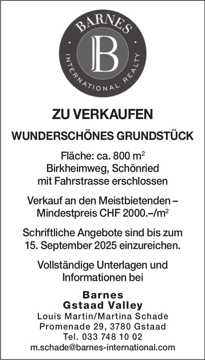 Wunderschönes Grundstück, Schönried, zu verkaufen