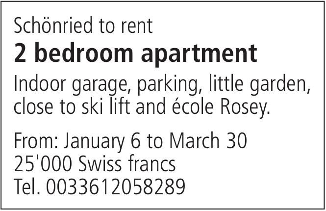 2 bedroom apartment, Schönried, zu vermieten