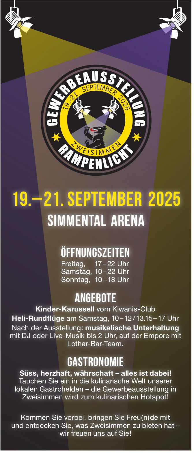 Gewerbeausstellung Rampenlicht, 19.-21. September, Simmental Arena