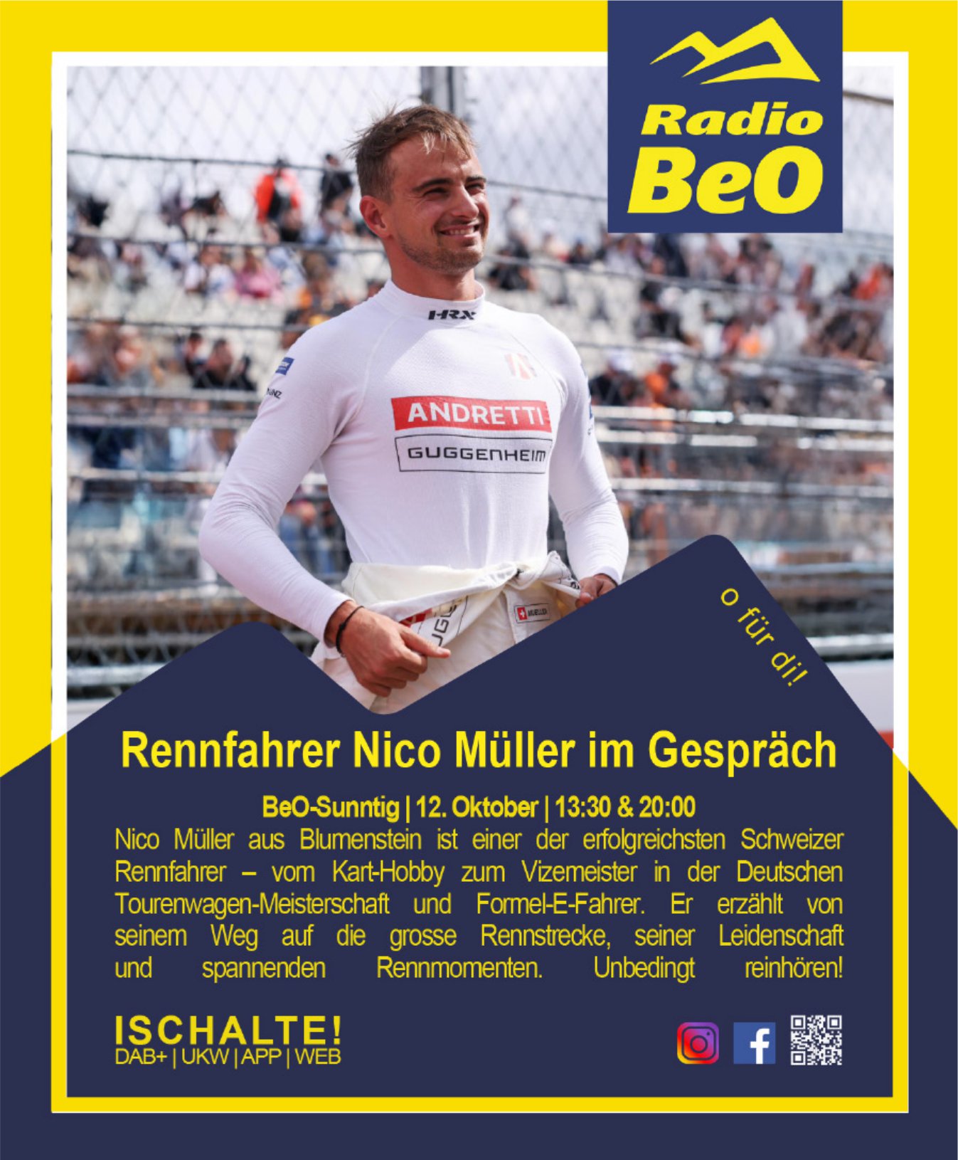 Radio BeO, Rennfahrer Nico Müller im Gespräch