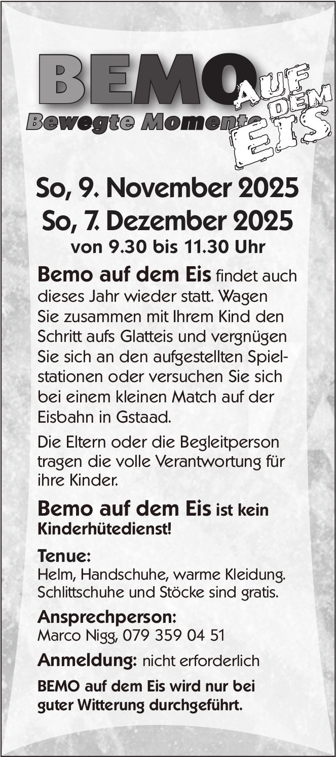Bewegte Momente, 9. November - 7. Dezember, Gstaad