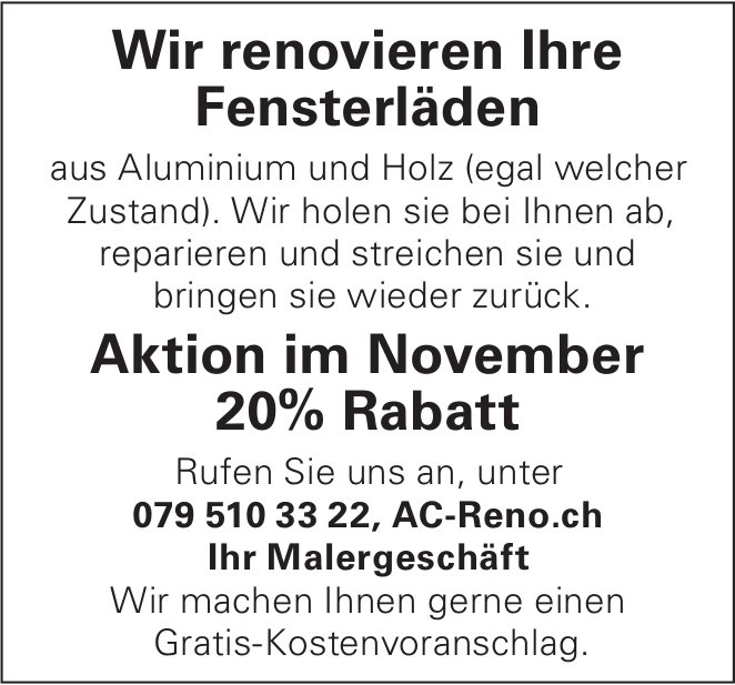 AC-Reno - Wir renovieren Ihre Fensterläden
