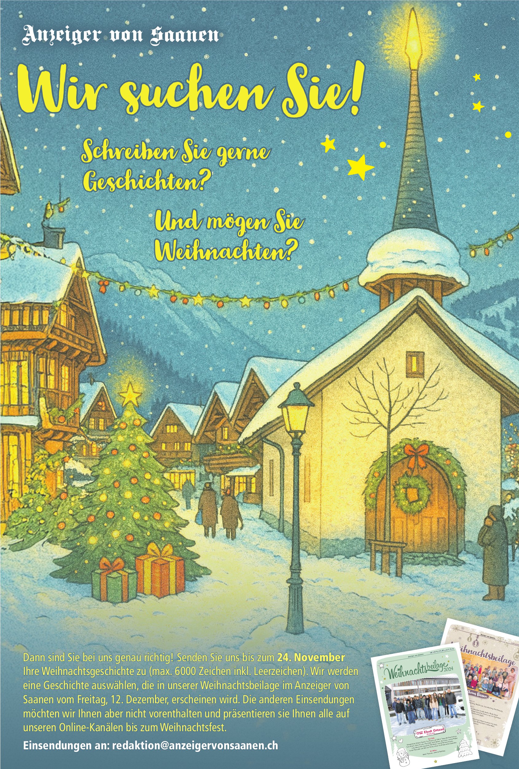 Anzeiger von Sannen, Saanen - Schreiben Sie gerne Geschichten?