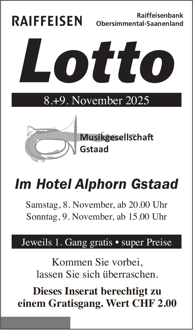 Lotto 8.+9. November 2025, 8. - 9. November