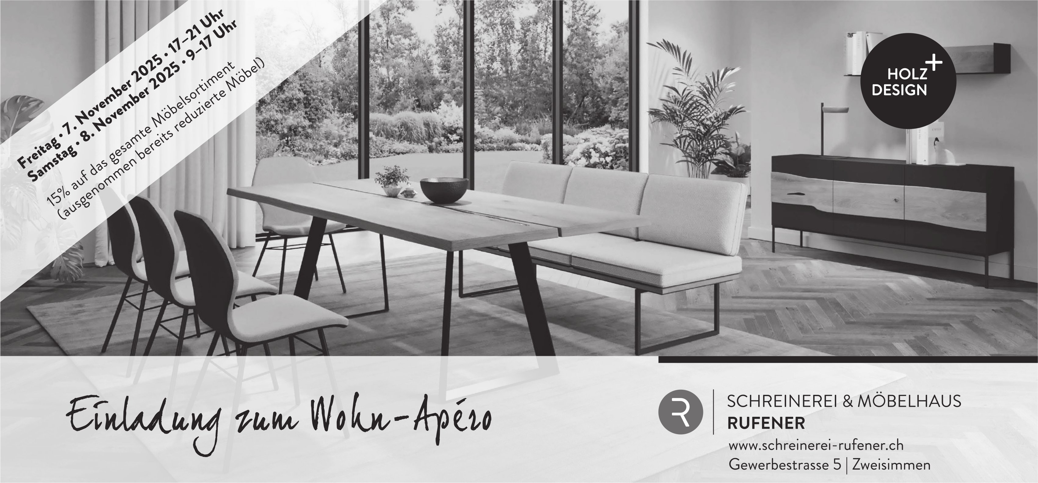 Einladung zum Wohn-Apéro, 7. - 8. November, Zweisimmen