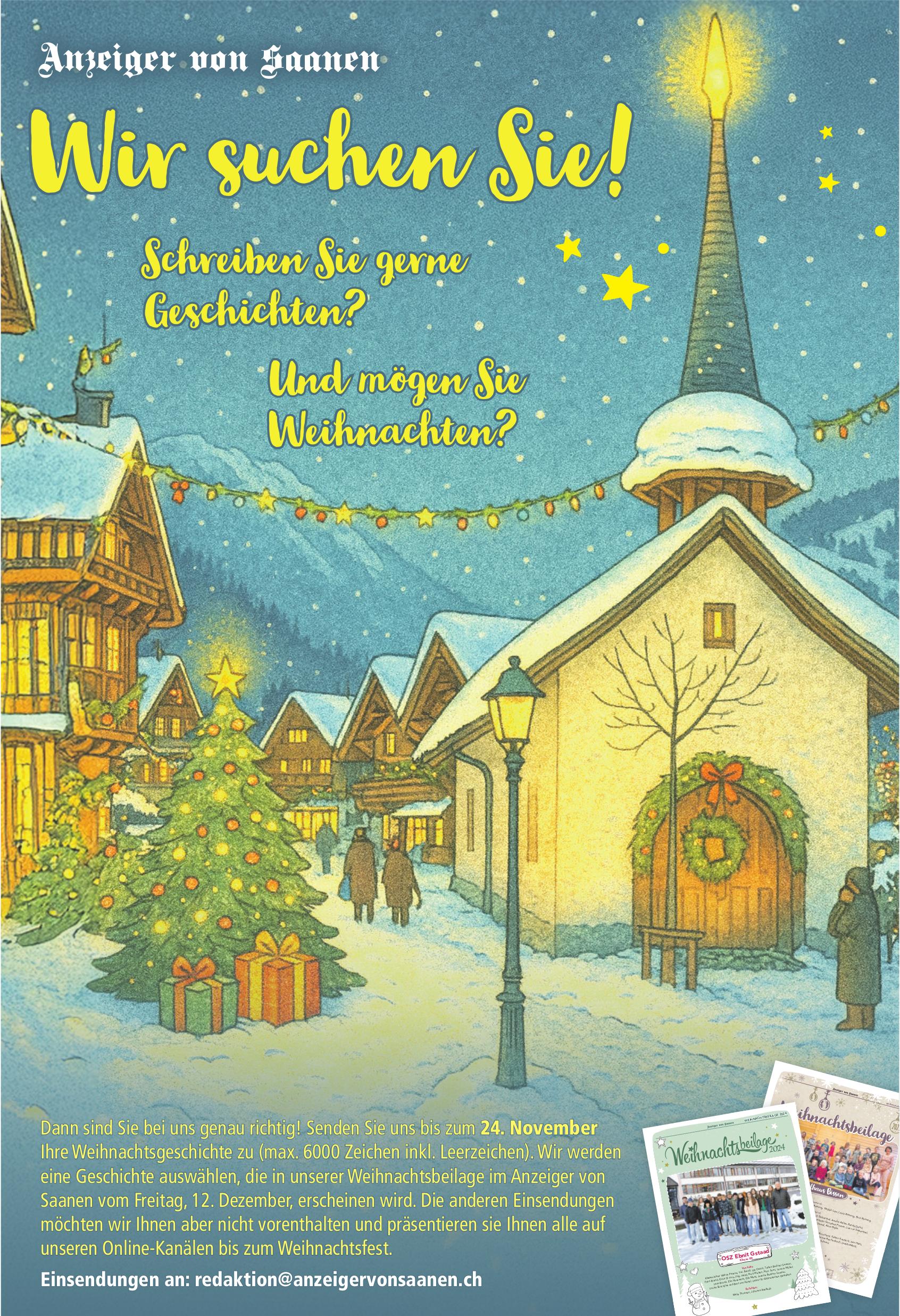 Schreiben Sie gerne Geschichten? Jetzt Weihnachtsgeschichte einsenden