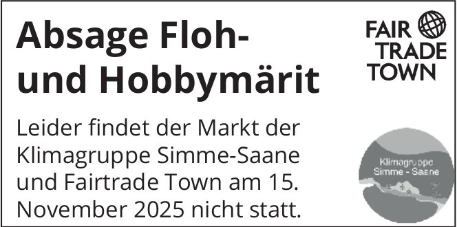 FAIR TRADE TOWN, Absage Floh- und Hobbymärit