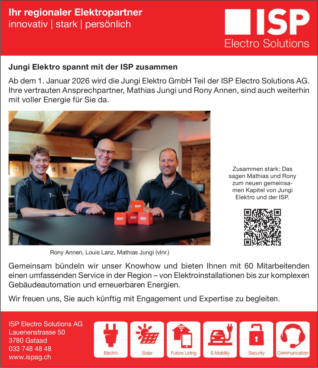 ISP Electro Solutions AG, Gstaad - Ab dem 1. Januar 2026