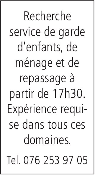 Recherche service de garde d'enfants, gesucht