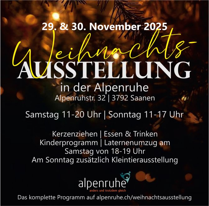 WEIHNACHTSAUSSTELLUNG, 29. November, alpenruhe, Saanen