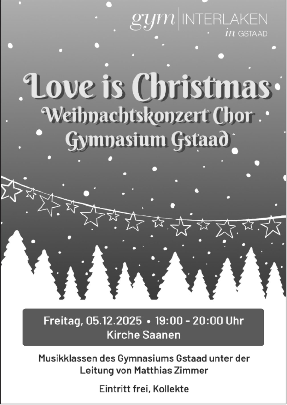 Weihnachtskonzert Chor, 5. Dezember, Gstaad