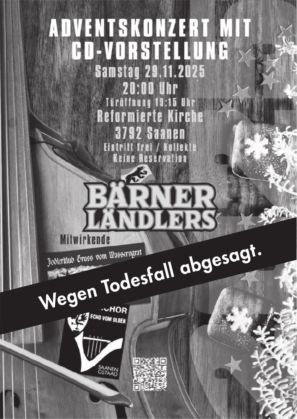 Wegen Todesfall abgesagt, 29. November, Saanen