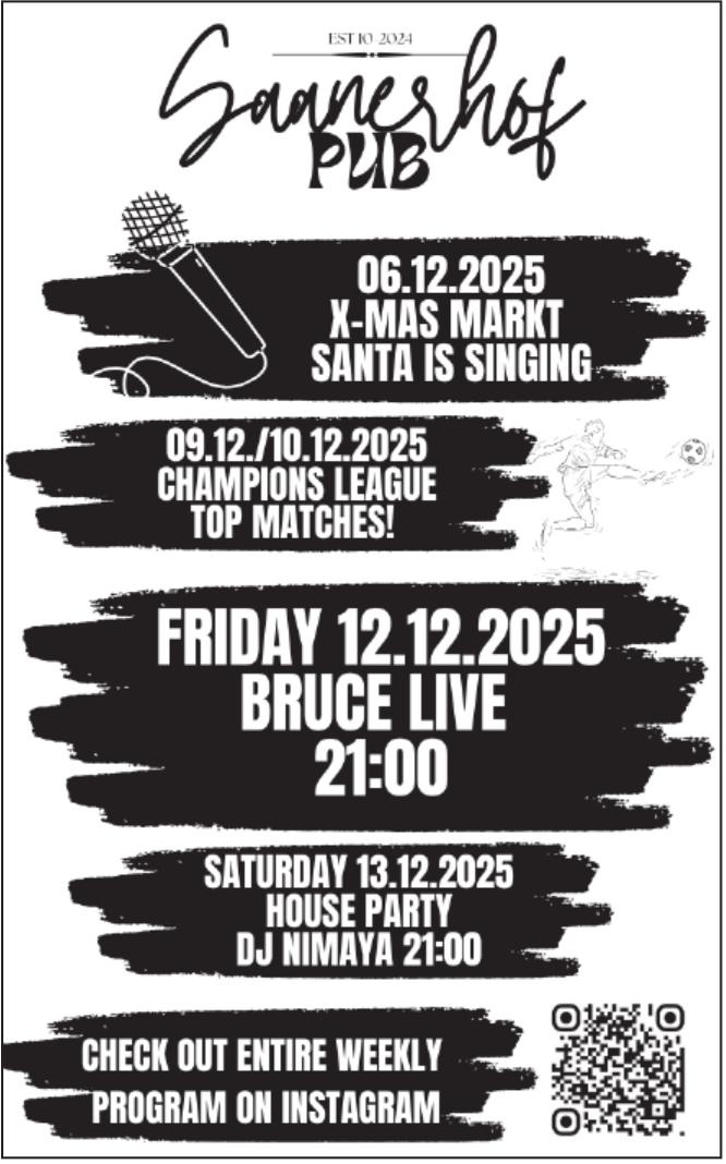 X-MAS MARTK SANTA IS SINGING, 6. - 13. Dezember, Saanen