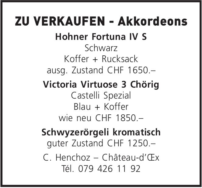 Chäteau-d’Oex, Zu Verkaufen-Akkordeons