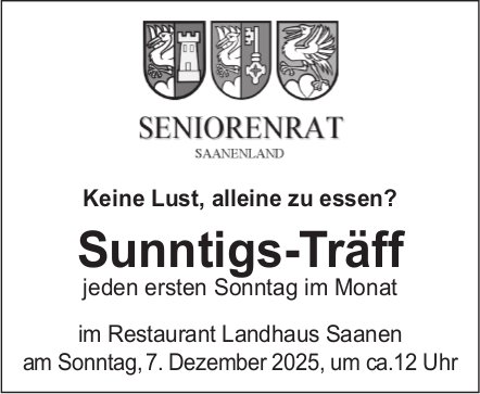 Sunntigs-Träff, 7. Dezember, Saanen