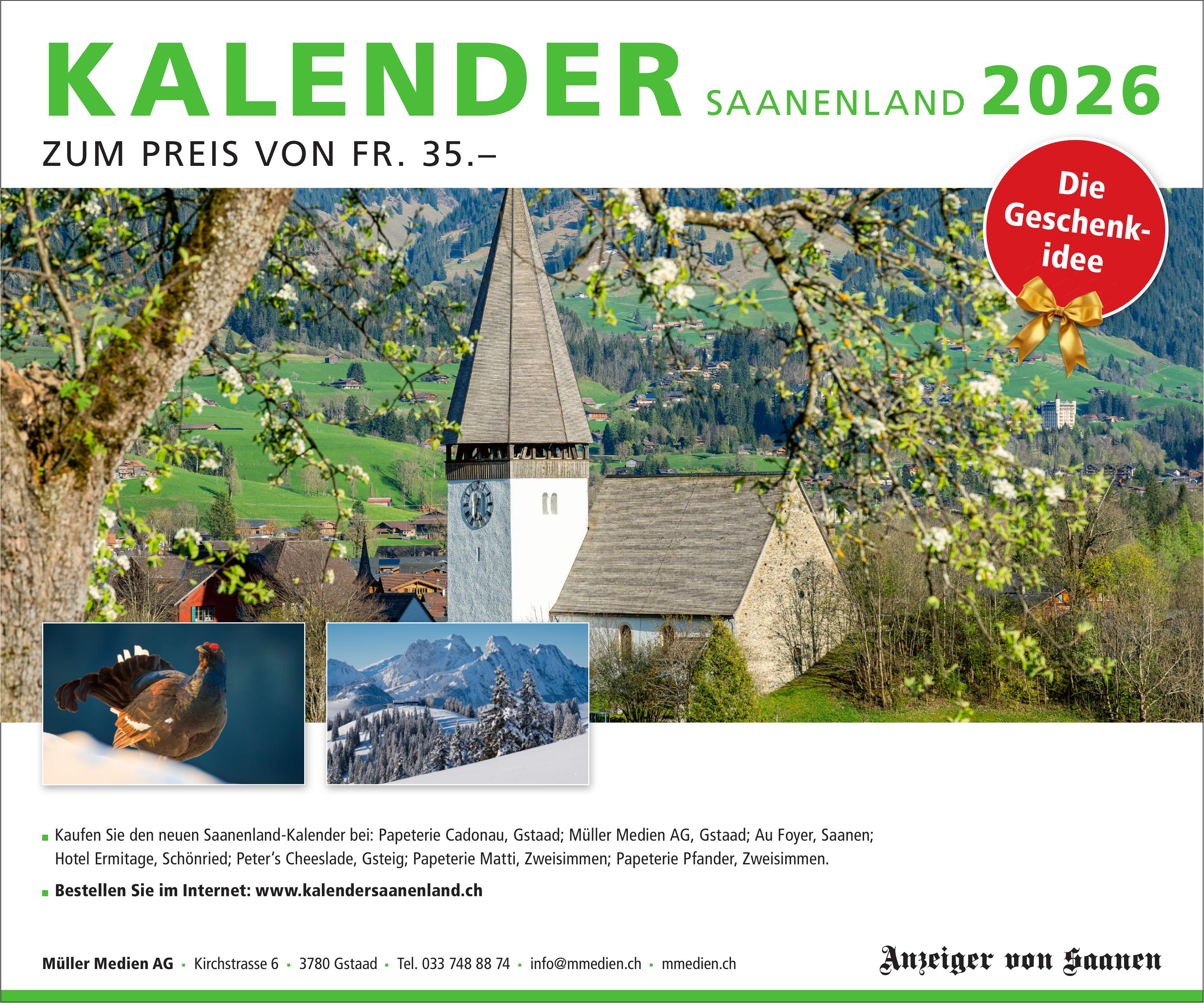 Müller Medien AG, Gstaad - Kalender Saanenland 2026