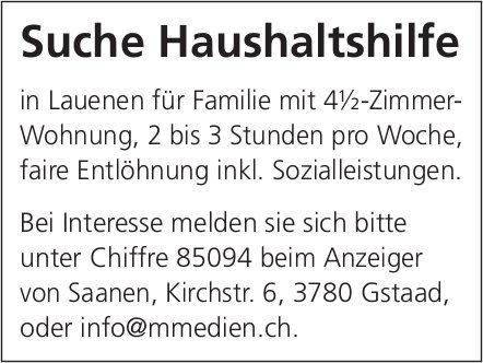 Suche Haushaltshilfe, Gstaad, Sucht