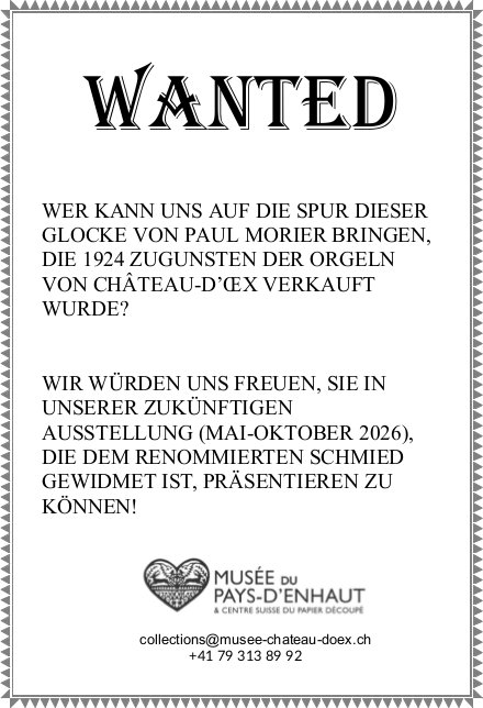 MUSÉE DU PAYS-D'ENHAUT, WANTED