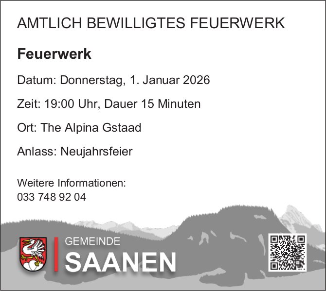 Feuerwerk, 1. Januar, Gstaad