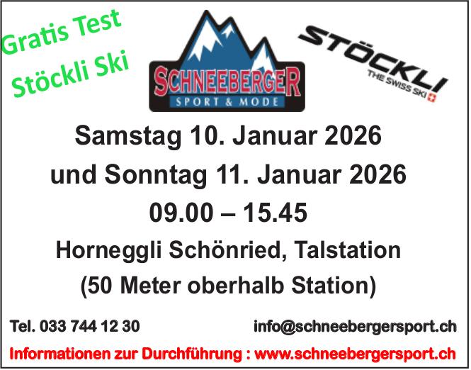 Gratis Test Stöckli Ski, 10. - 11. Januar, Hornegli Schönried, Talstation