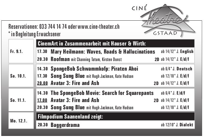 Avatar 3: Fire and Ash, 9. - 12. Januar